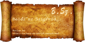 Belász Szigfrid névjegykártya